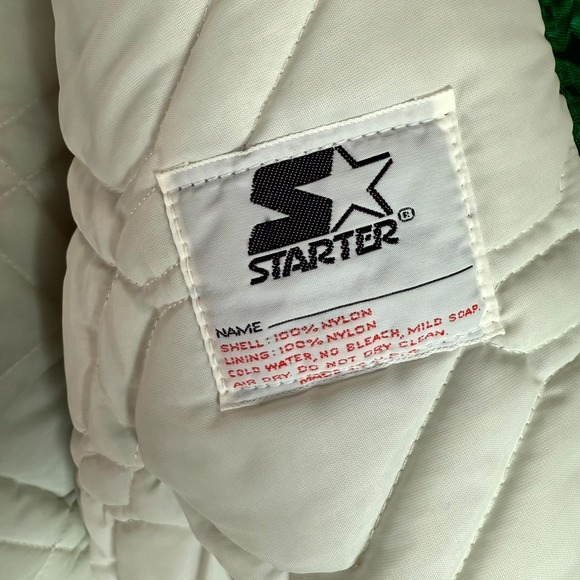 Vintage 80s Starter Bomber Jacket Mens Large Green Satin Boston Celtics NBA - Picture 11 of 11